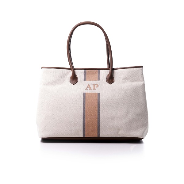 Canvas Leather Tote Bag + Initial Customizing Service