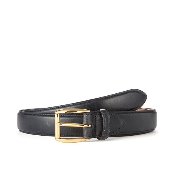 Black Bridle Leather Belt (Gold Buckle)